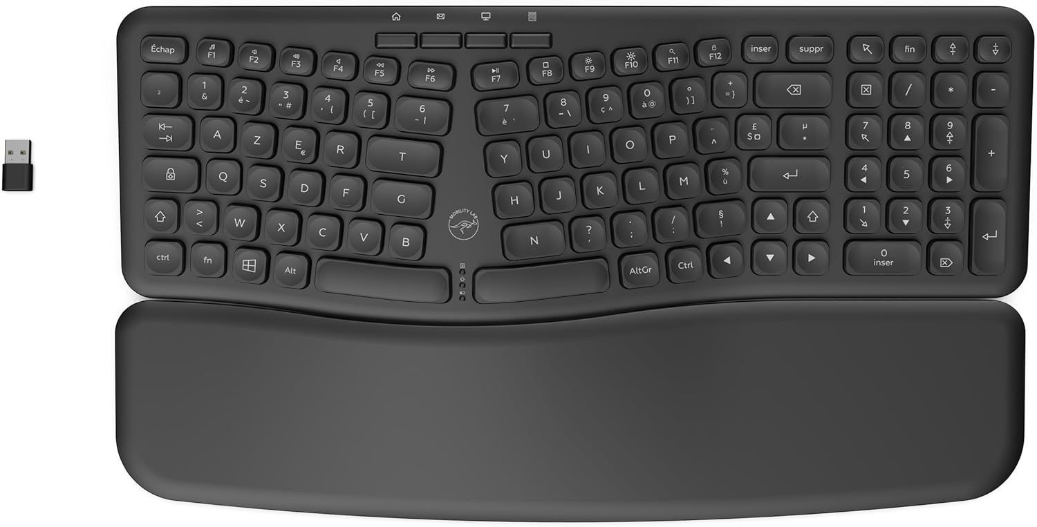 Ergonomic Wireless Keyboard with Magnetic Wrist Rest - VUDSHGSYD
