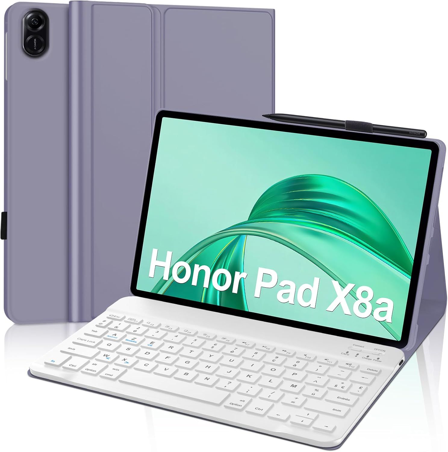 Honor Pad X8a 11" Keyboard, French AZERTY Bluetooth Detachable Magnetic Keyboard for Honor Pad x8a 11", Purple