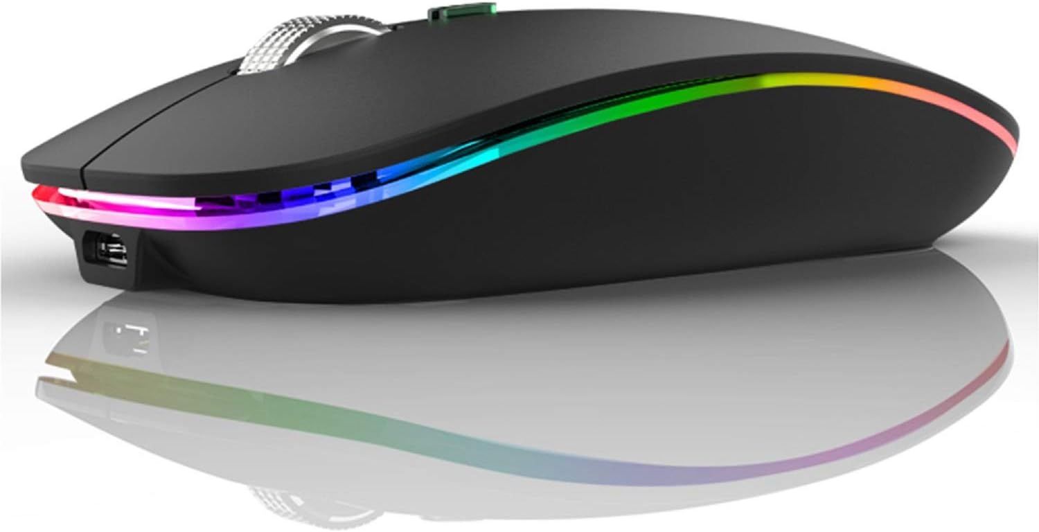 VUDSHGSYD Wireless Mouse, Rechargeable Bluetooth Silent Mouse (800-1200-1600DPI) for Tablet/Laptop/Windows/Android - Black
