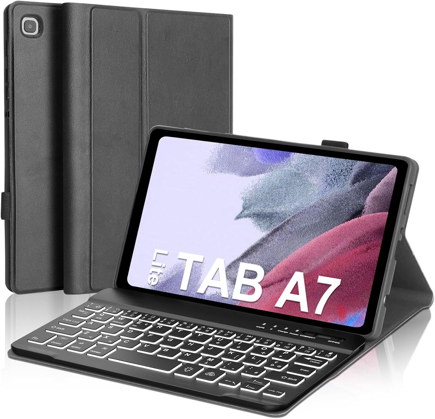 Samsung Tab A7 Lite 8.7" 2021 Keyboard Case, AZERTY French Backlit Bluetooth Detachable Keyboard for Samsung Galaxy Tab A7 Lite 8.7" 2021, Black