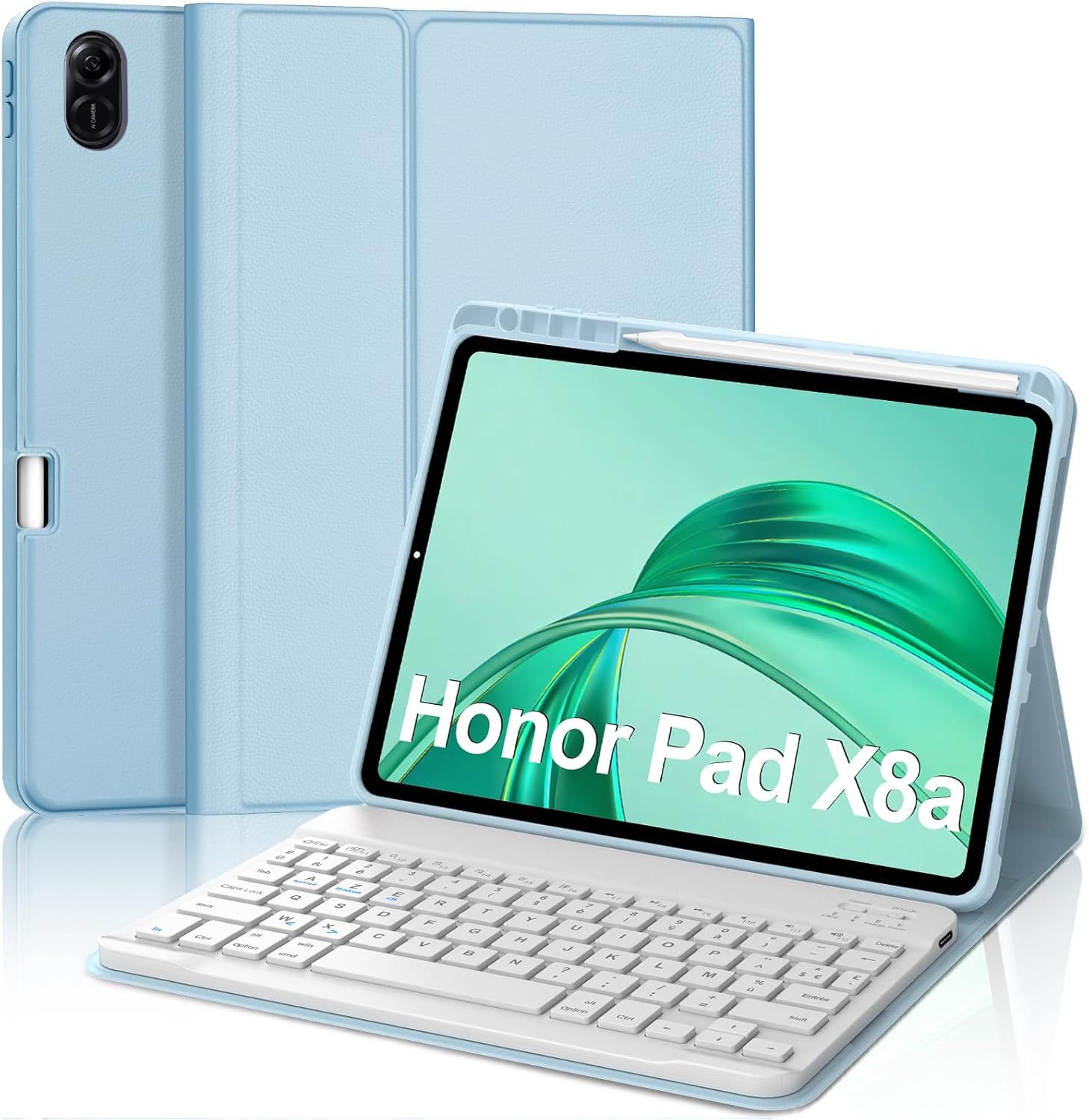 Honor Pad X8a 11-inch Bluetooth Keyboard Case, AZERTY French Keyboard, Blue