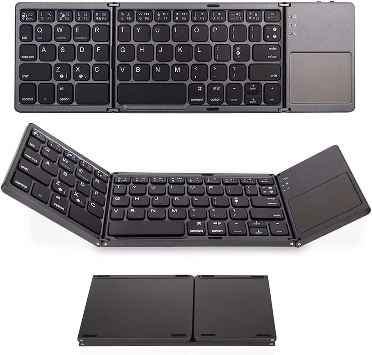 VUDSHGSYD Wireless Mini Folding Keyboard with Touch Screen for Windows/Android/iOS - Black (Size: Small, Color: Black, Capacity: N/A)