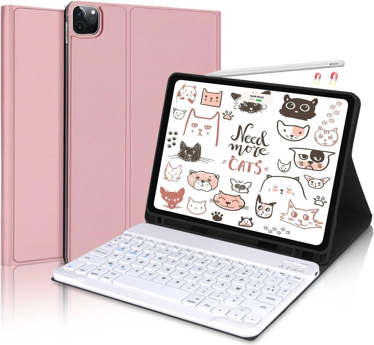 Detachable Wireless Bluetooth Keyboard for iPad Air 4/5, iPad Pro 11 (2022/2021), Pink Gold