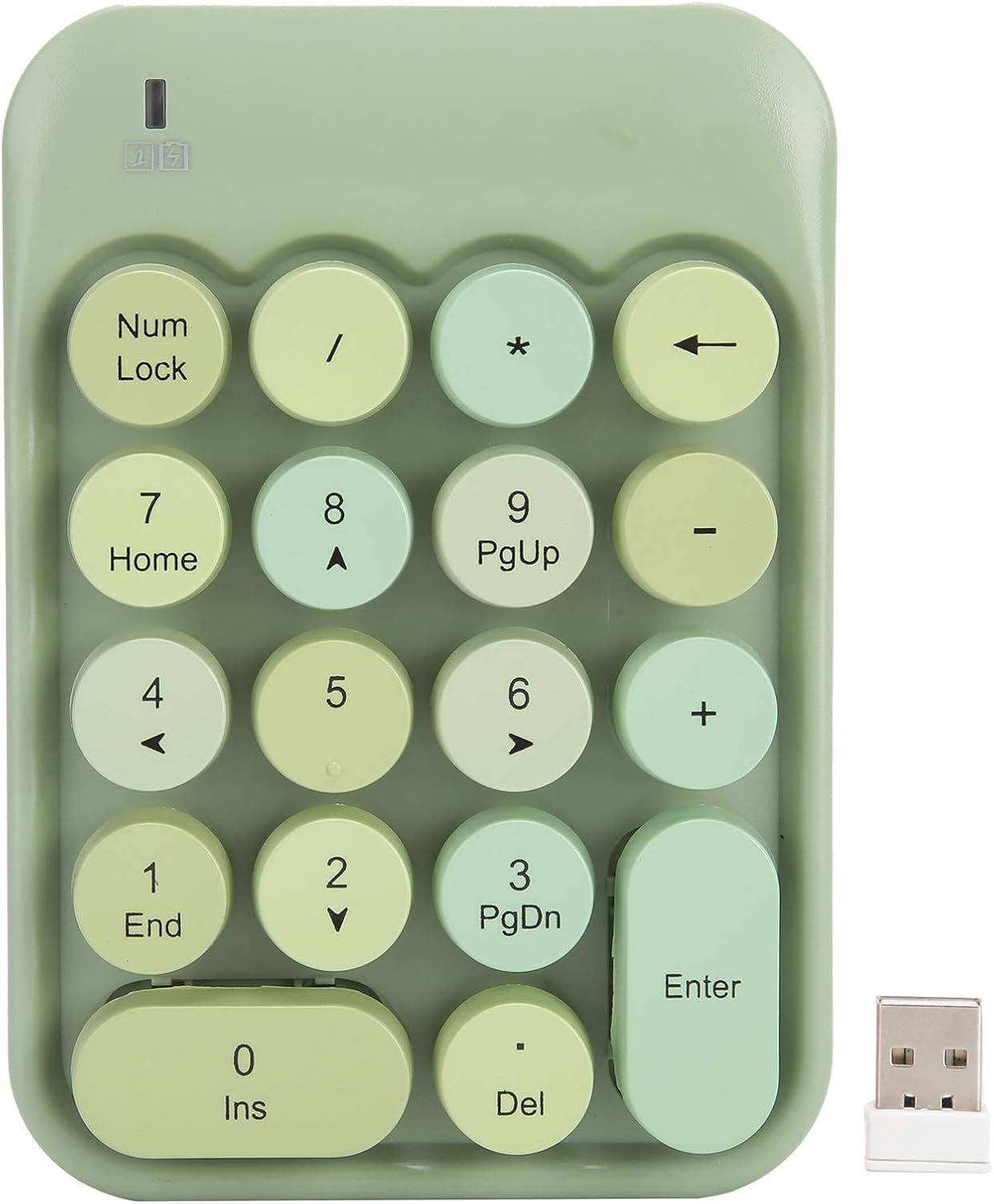 VUDSHGSYD Mechanical Digital Keyboard, Round and Colorful Cute Wireless Keyboard, 18-Key PBT Numerical Keypad, Mixed Colors, for PC, Laptop,(Green)