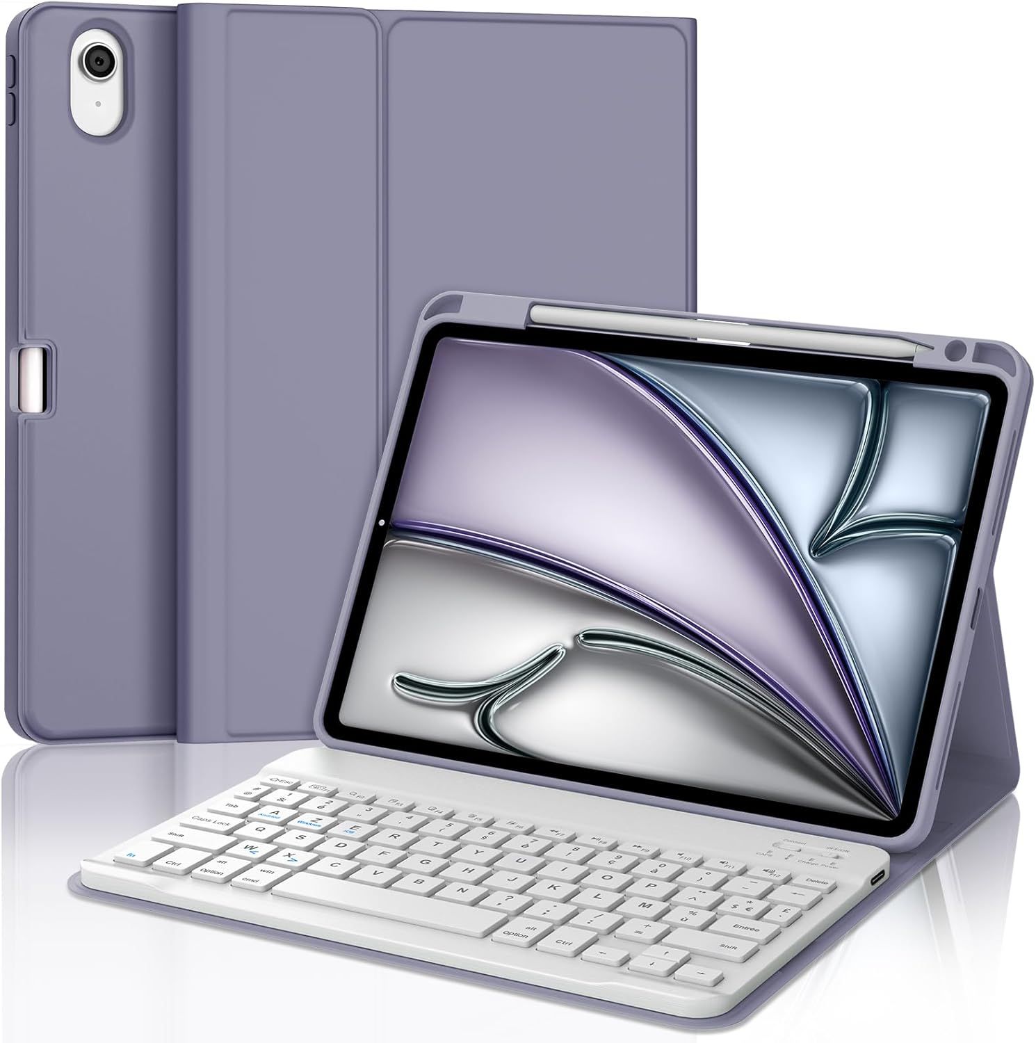 iPad Air 11 M2/M3 French AZERTY Bluetooth Magnetic Keyboard Case, Violet