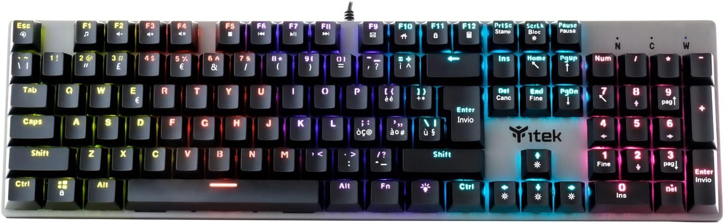 VUDSHGSYD X10 Mechanical Gaming Keyboard, Blue Switch, 104 Keys, Rainbow LED with 12 Modes