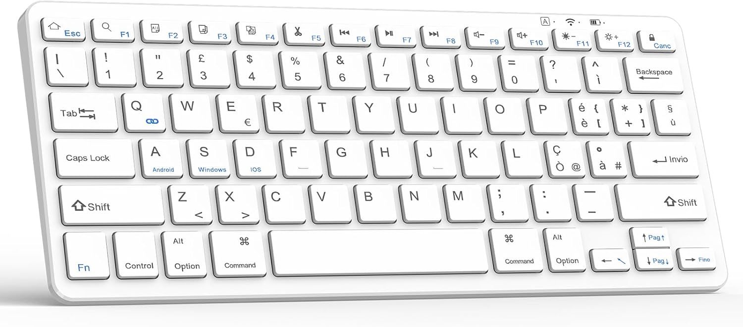 Rechargeable Bluetooth Keyboard for iPad, Air, Pro, Mini, Samsung Tablets, Android & Windows