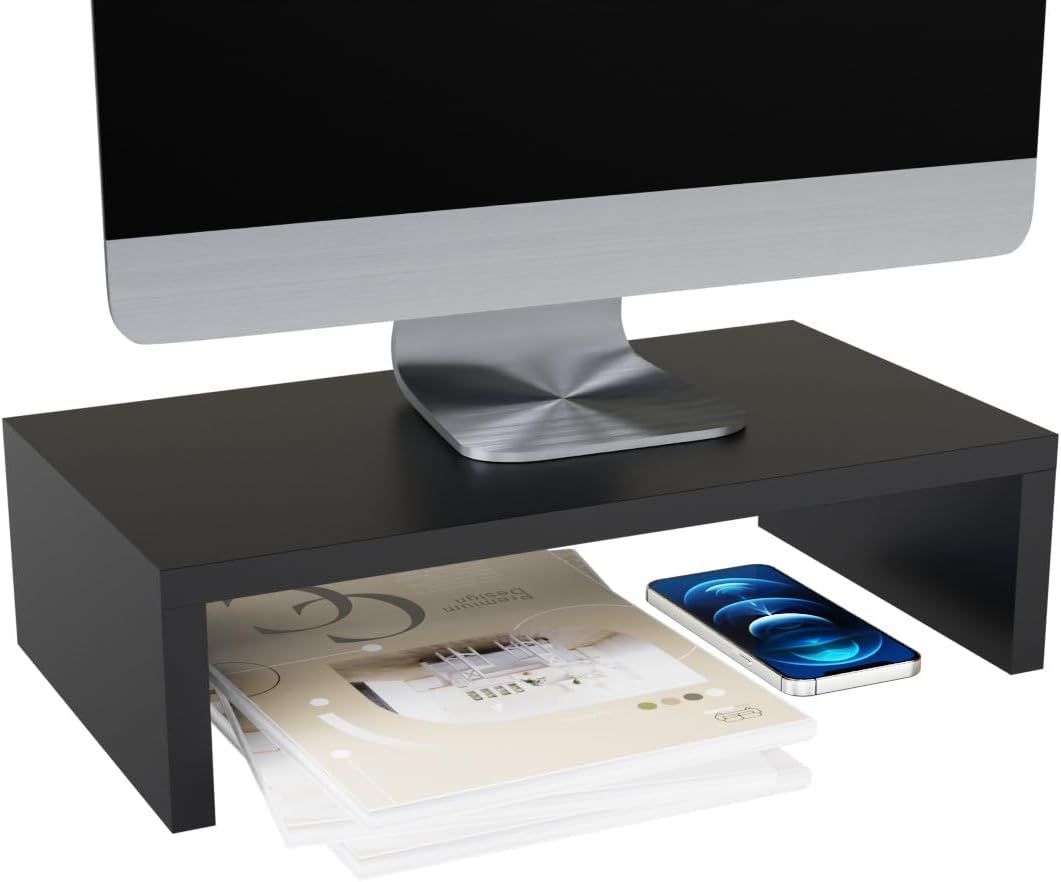 VUDSHGSYD Monitor Stand, 1-Level Computer Screen Stand, Laptop Support with Storage Shelf, Black