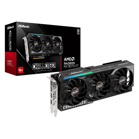 ASRock AMD Radeon RX 9070 XT Challenger Triple Fan Graphics Card, 16GB GDDR6 PCIe 5.0