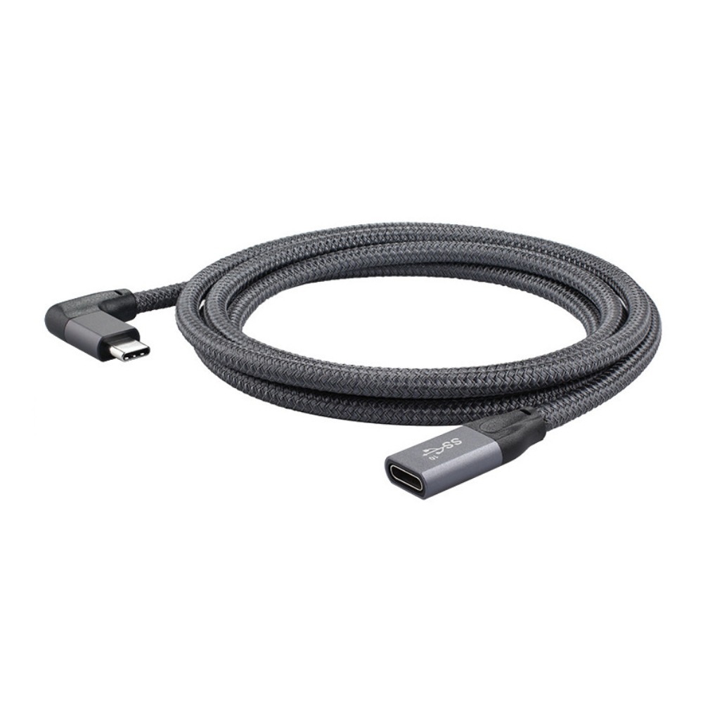 Cable de extensión USB-C 100W - 20Gbps para datos y video 4K - Diseño con ángulo recto de 1.5m