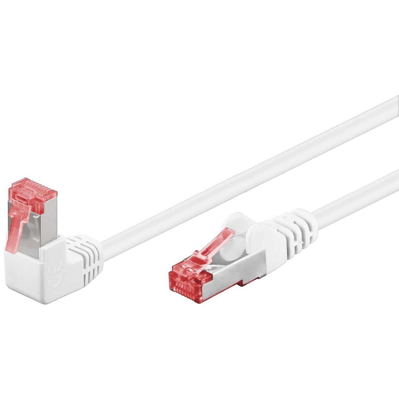 Goobay CAT 6 Patch Cable, 90 Degree Bend, S/FTP (PiMF), White, 10m