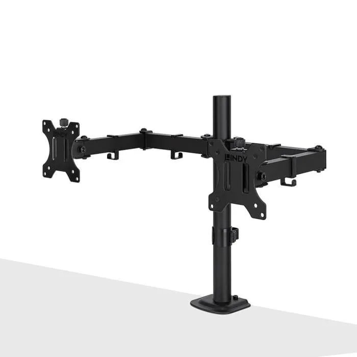 Double Screen Wall Mount - Lindy - Fixed and Adjustable - Black - VESA 75x75 & 100x100 - Up to 24 inches