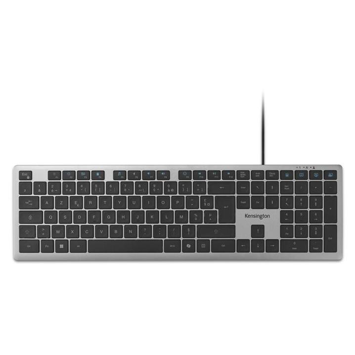 Kensington KB515 EQ - Full Size Wired Keyboard - USB-C/USB-A - AZERTY - French - Stellar Gray - Retail Packaging - FSC Certified