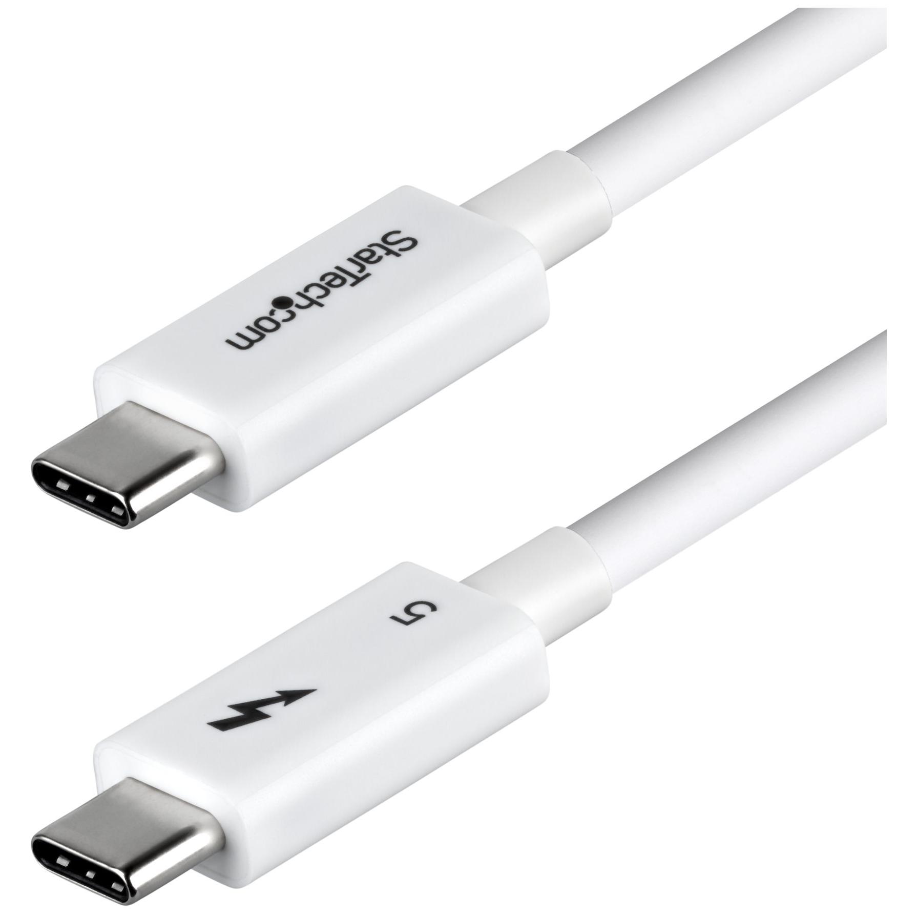 Cable de Thunderbolt 5 de StarTech.com de 50 cm, 80 Gbps/Hasta 120 Gbps, PD 240 W, 8K 60 Hz, Cable Certificado Thunderbolt, Compatible con Thunderbolt 4/USB4/USB-C - Blanco