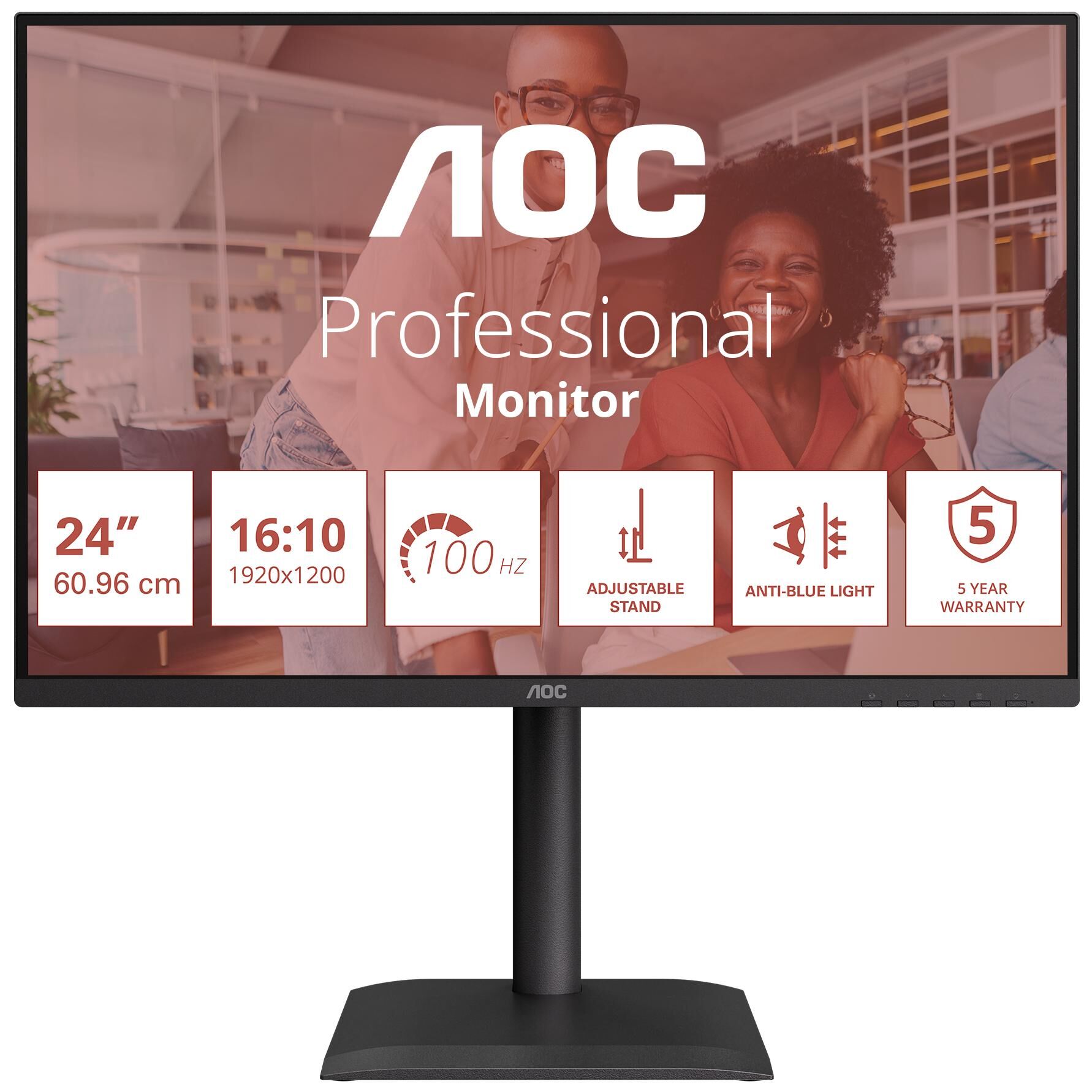 AOC X24E4U - E4 Series - écran LED - 24" - 1920 x 1200 WUXGA @ 100 Hz - IPS - 1500:1 - 4 ms - HDMI, VGA, DisplayPort - haut-parleurs - noir