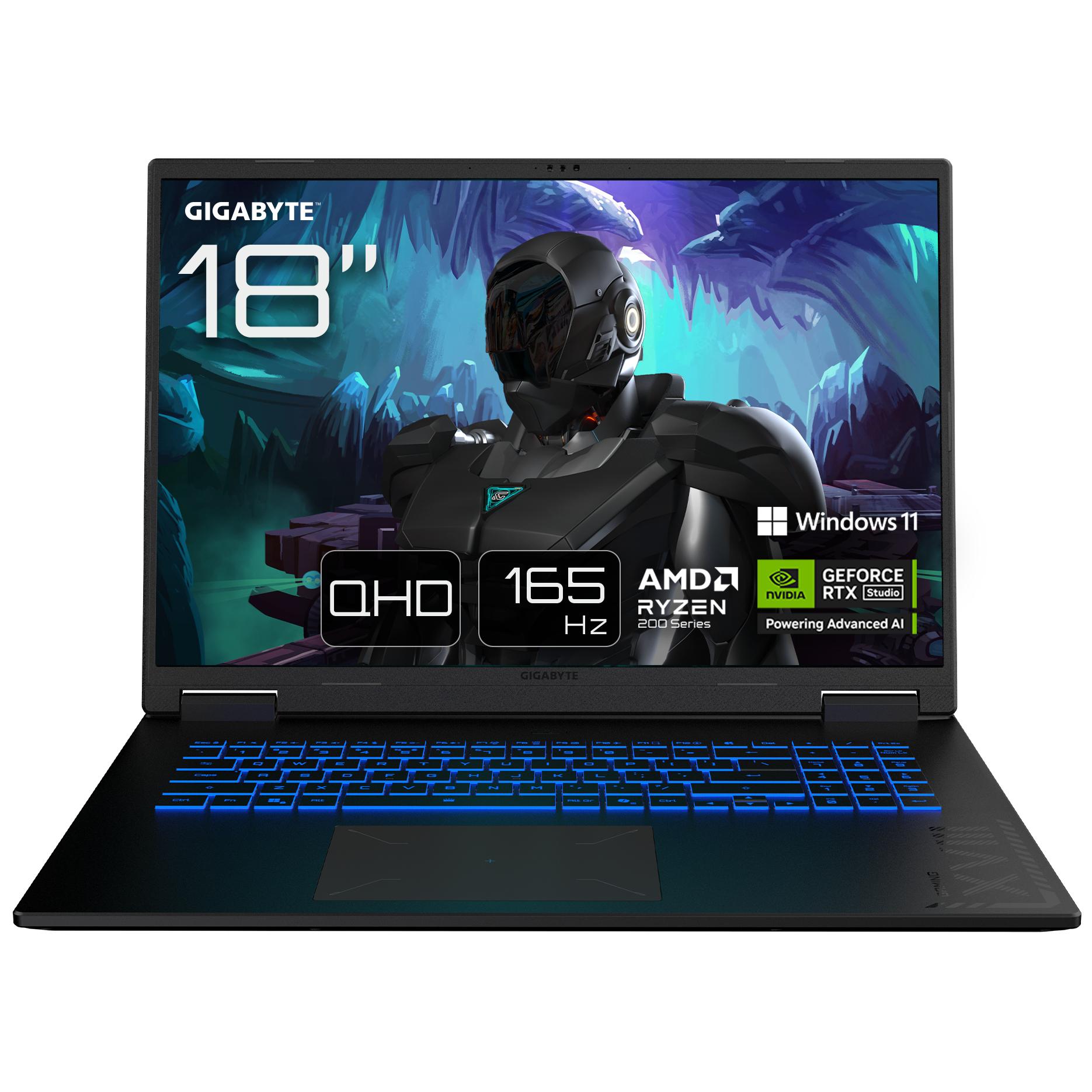 Gigabyte Gaming A18 Laptop - 18", 165Hz WQXGA, AMD Ryzen 7 260, RTX 5060, 32GB DDR5 5600MHz, SSD Gen4 1TB, Windows 11 Home, 2-Year Warranty, Dolby Atmos