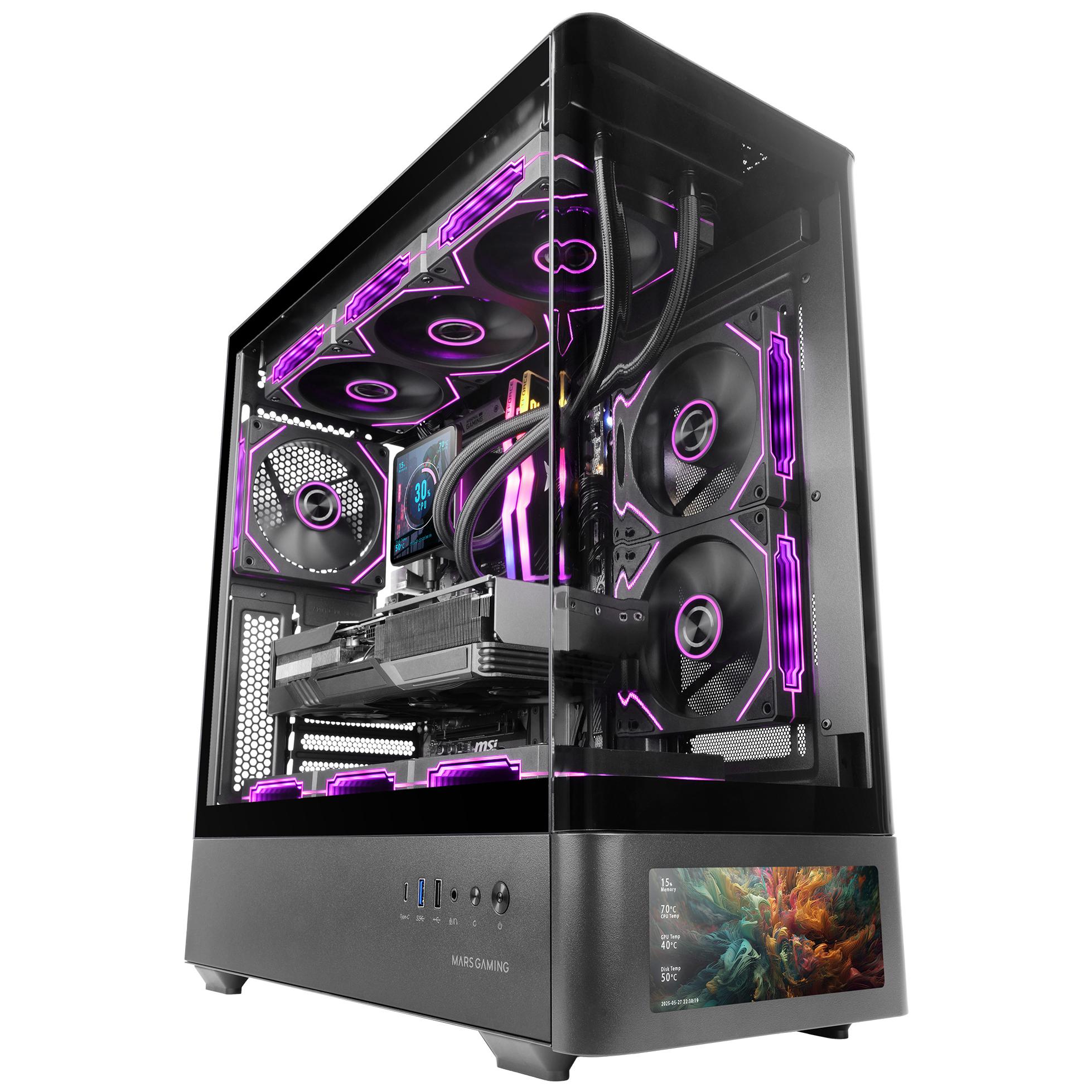 Mars Gaming MCLCDPRO Mid-Tower Case, Black