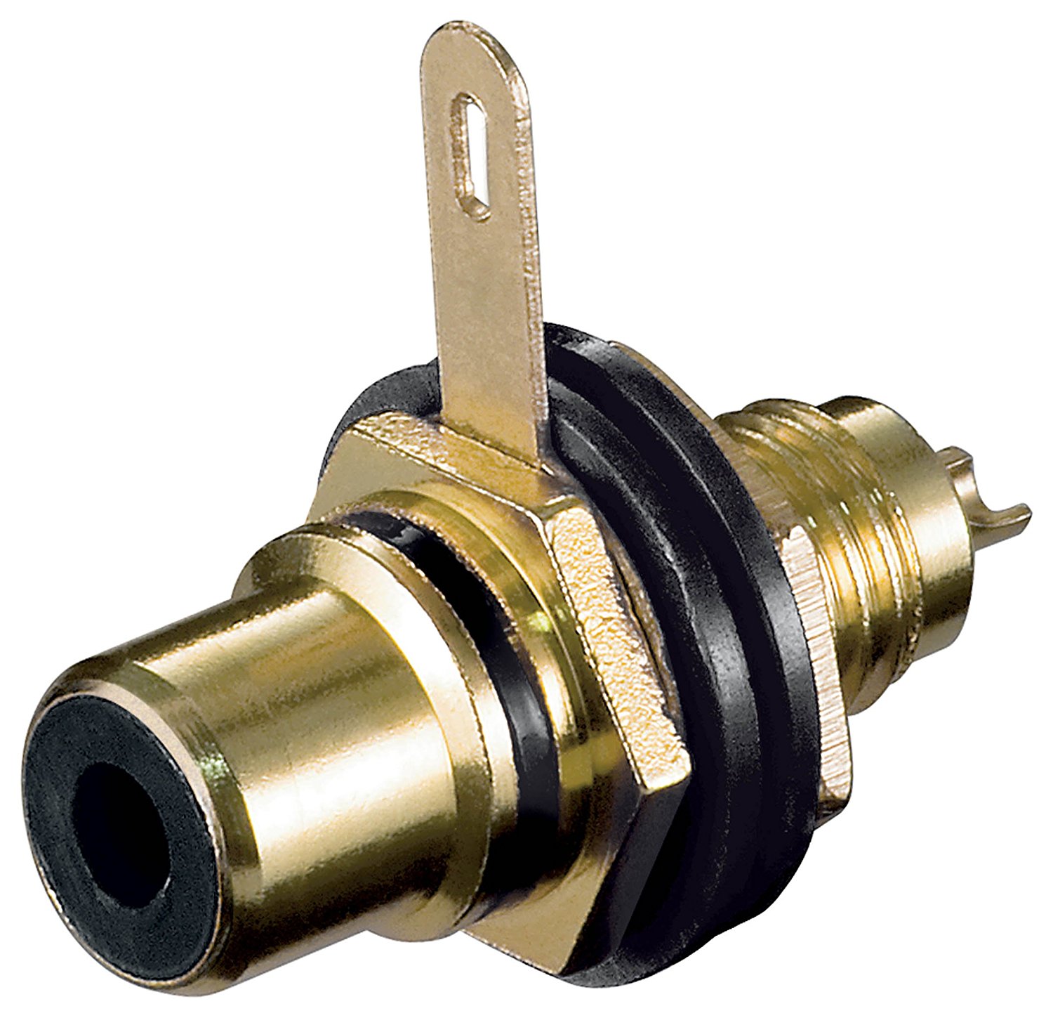Goobay RCA Soldering Terminal Block, Round Contact, Black