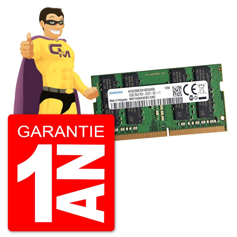 16GB DDR4 SODIMM RAM 2400MHz (PC4-19200S) - Samsung M471A2K43CB1-CRC