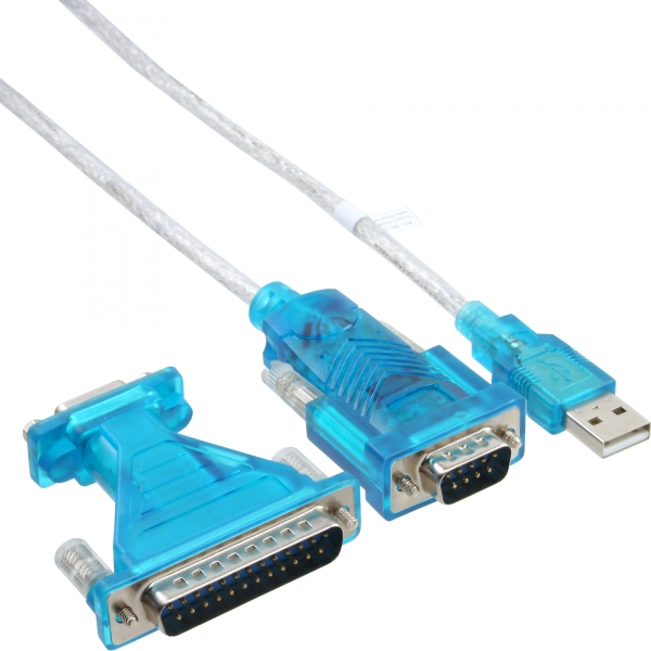 InLine USB Type-A to D-Sub (DB-9) Cable, 1.8m, Blue, Transparent and White