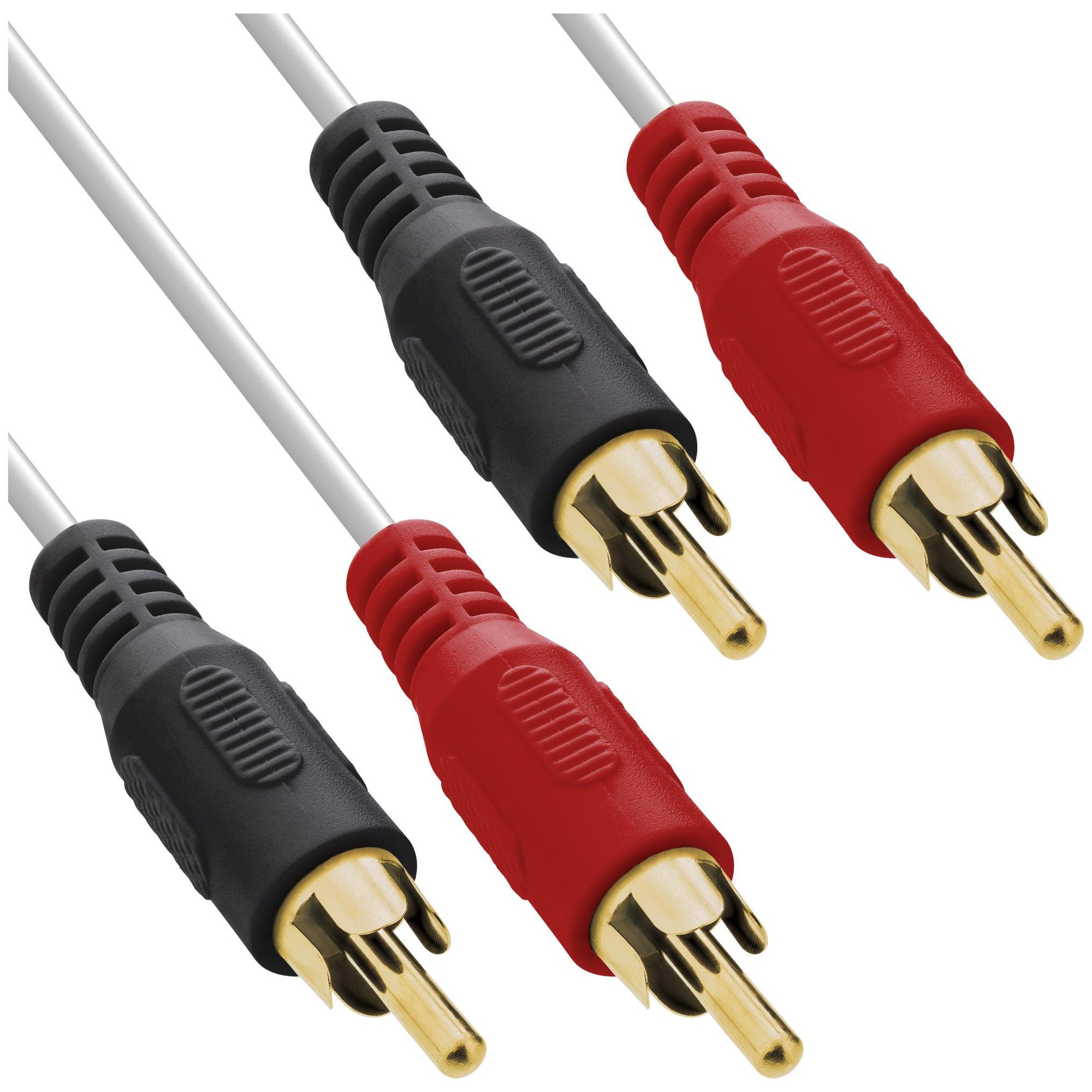 InLine 89938W 5m Audio Cable, 2 x RCA Male to Male, Gold Plated Contacts, AWG 28, White