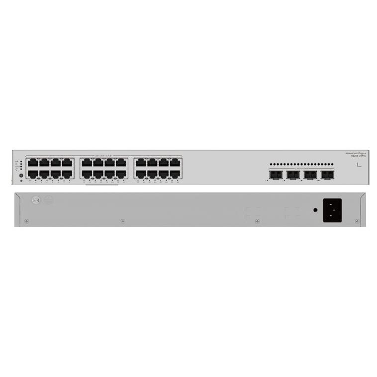 Huawei S220S-24P4J - Managed Switch - 24x 10/100/1000 (PoE+) + 4x 1/2.5G SFP - Side-to-Front Air Flow - Rack-mountable - PoE+ (400W)