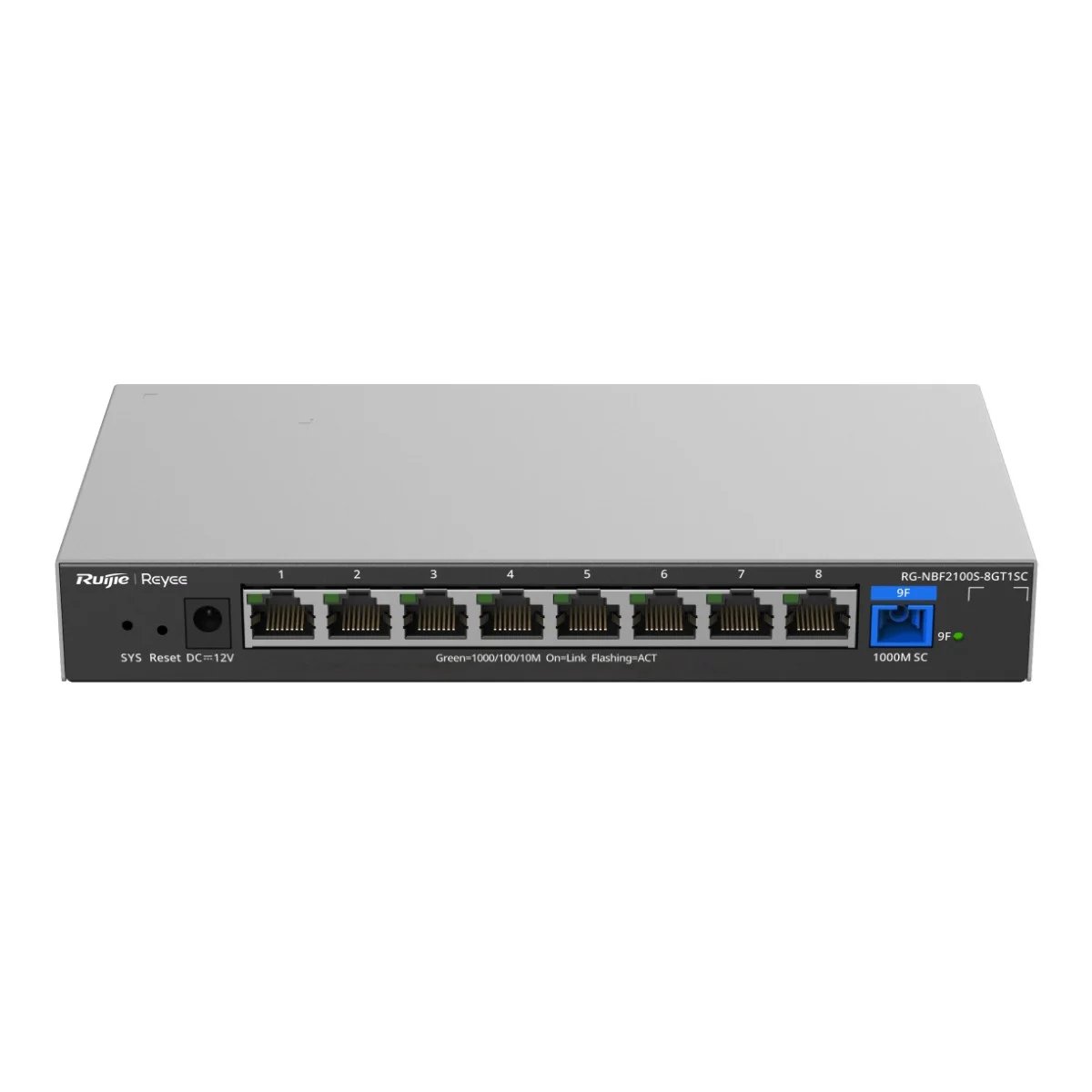 Commutateur Ruijie Networks E-Lighten Géré par le Cloud Couche 2 8x RJ45 Gigabit 1x SC 1G (PON)