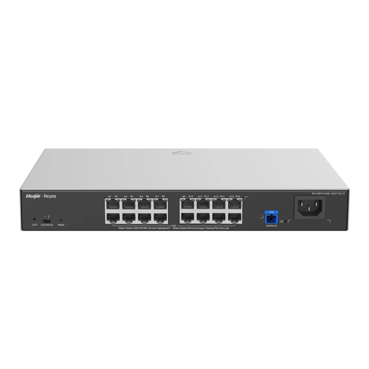 REYEE by Ruije E-Lighten PoE Cloud Managed Layer2 Switch 16x RJ45 Gigabit 802.3af/at 1x SC 1G (PON)