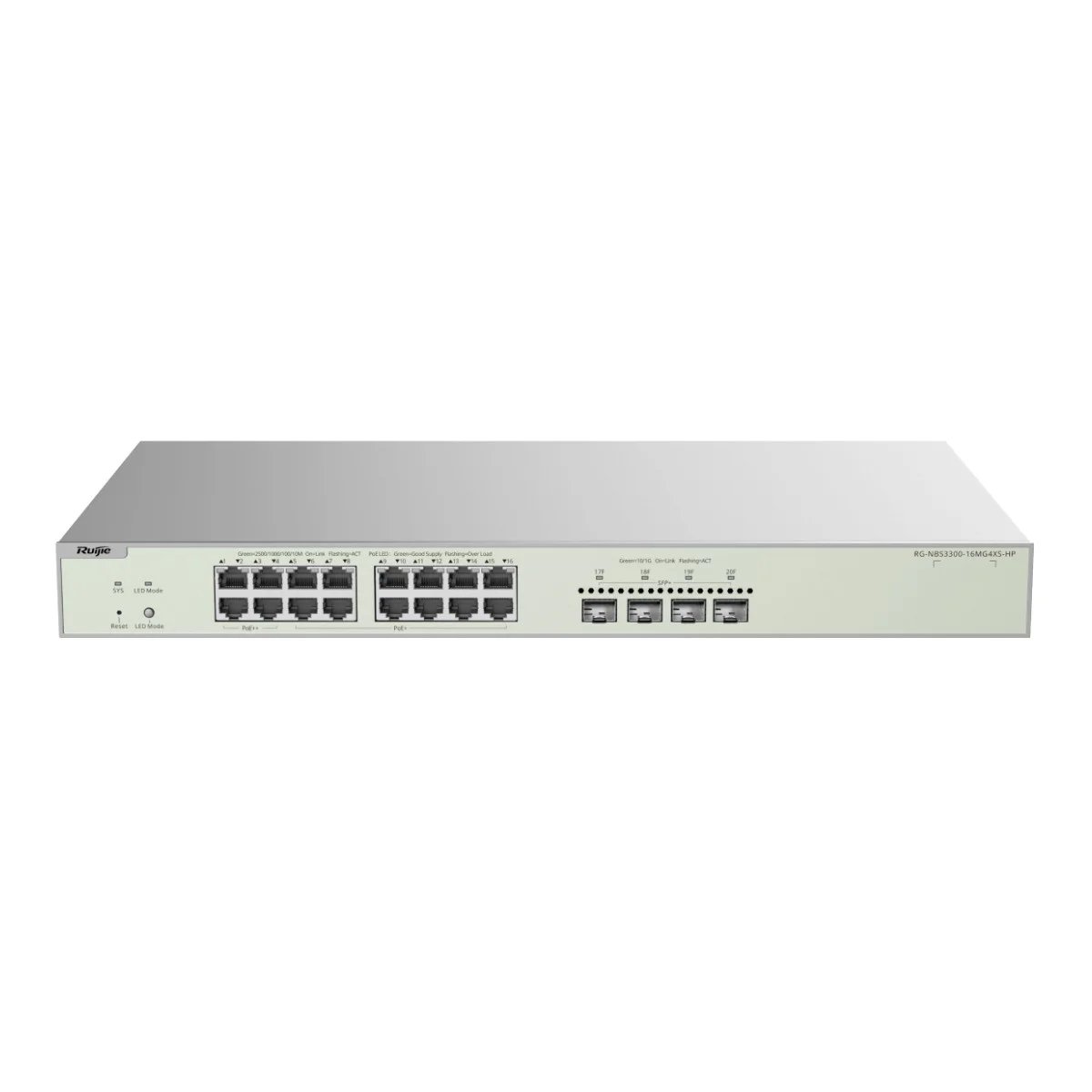 REYEE by RUIJIE Managed PoE Cloud Layer 2 Switch, 16x MultiGigabit PoE + 4x 10Gbps SFP+ Ports
