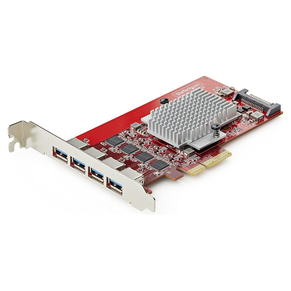StarTech.com USB Adapter - Low Profile PCIe 3.0 x4 - USB 3.2 Gen 2 x 4 - Red - TAA Compliant