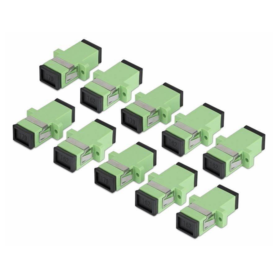 Startech Network Connector - SC/APC (F) to SC/APC (F) Single-Mode Fiber Optic - Simplex - 9/125 µm - OS1/OS2 - Passive, Flange - Green (Pack of 10)