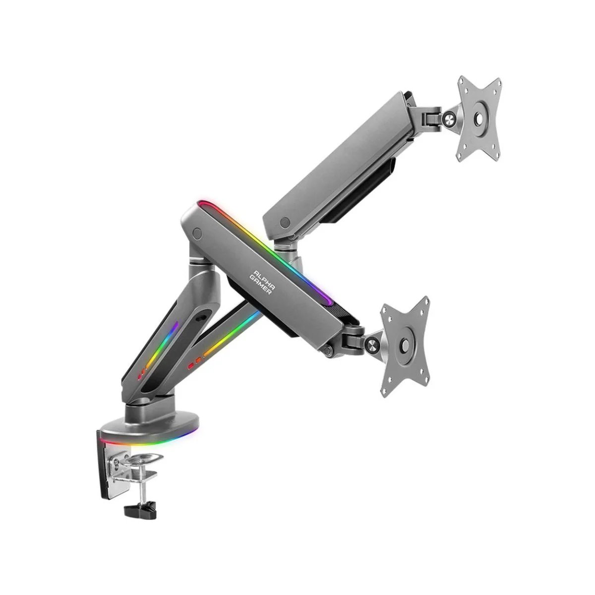 Alpha Gamer Navi Heavy-Duty Dual Monitor RGB Stand, Gray