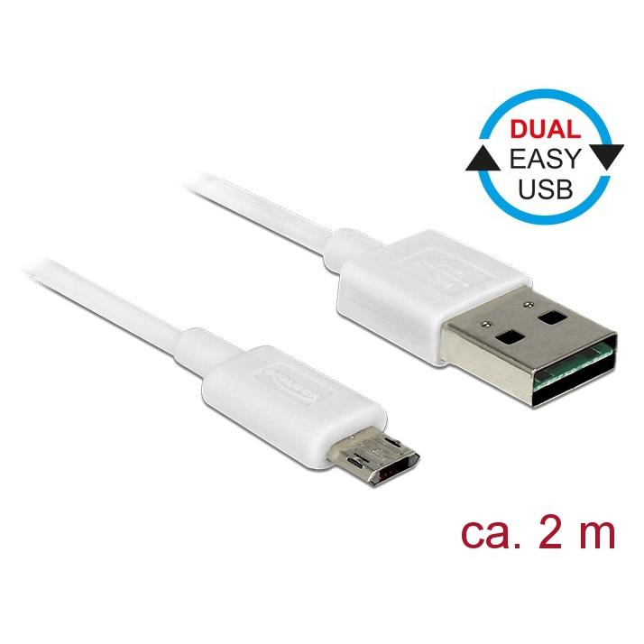 Cable Delock EASY-USB - 2 m Micro USB a USB - Blanco