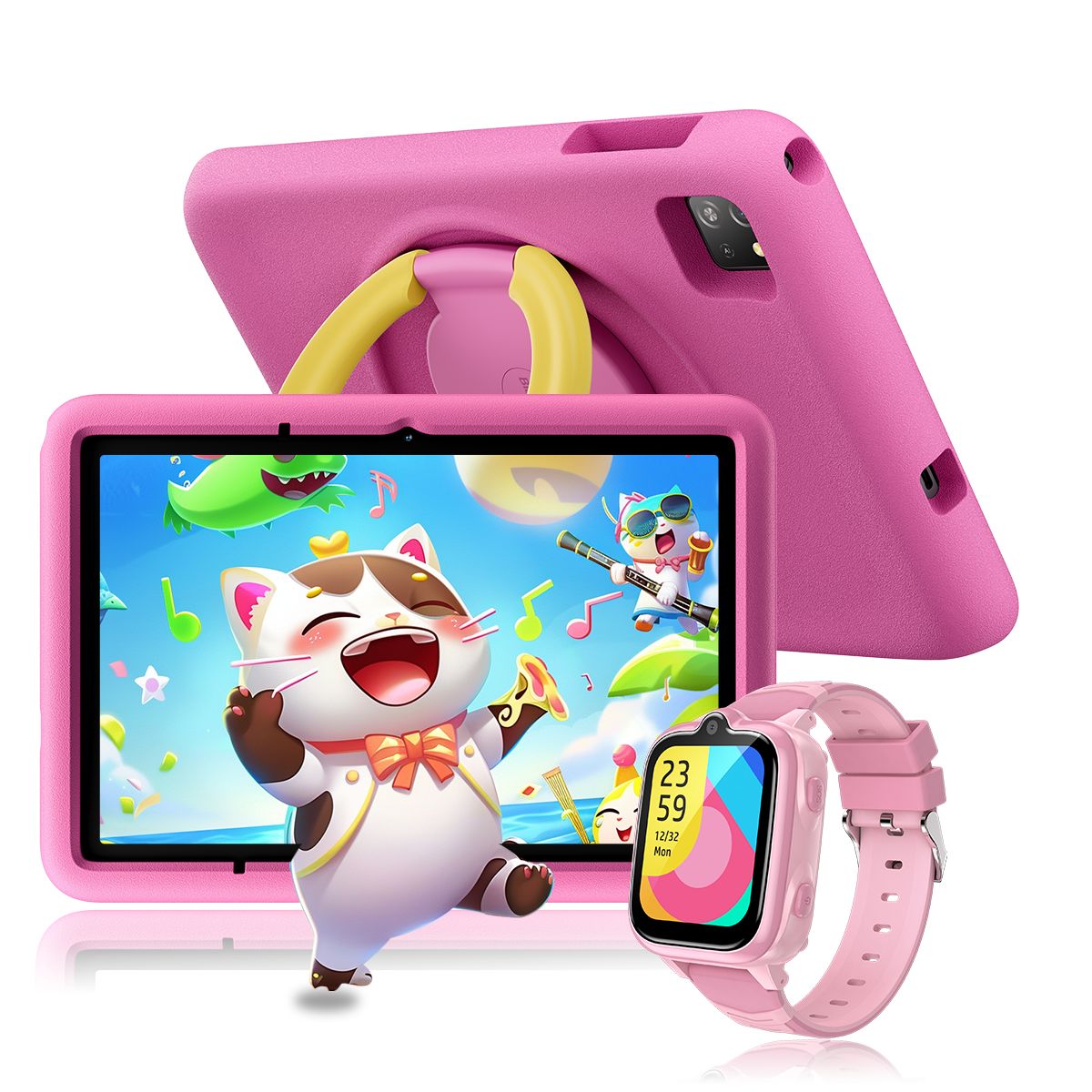 Blackview Tab A6 Kids Tablet, 10.1" HD+, Android 14, 12GB RAM + 128GB, Expandable to 1TB, 5100mAh Battery, Children's Watch Z10 Pink