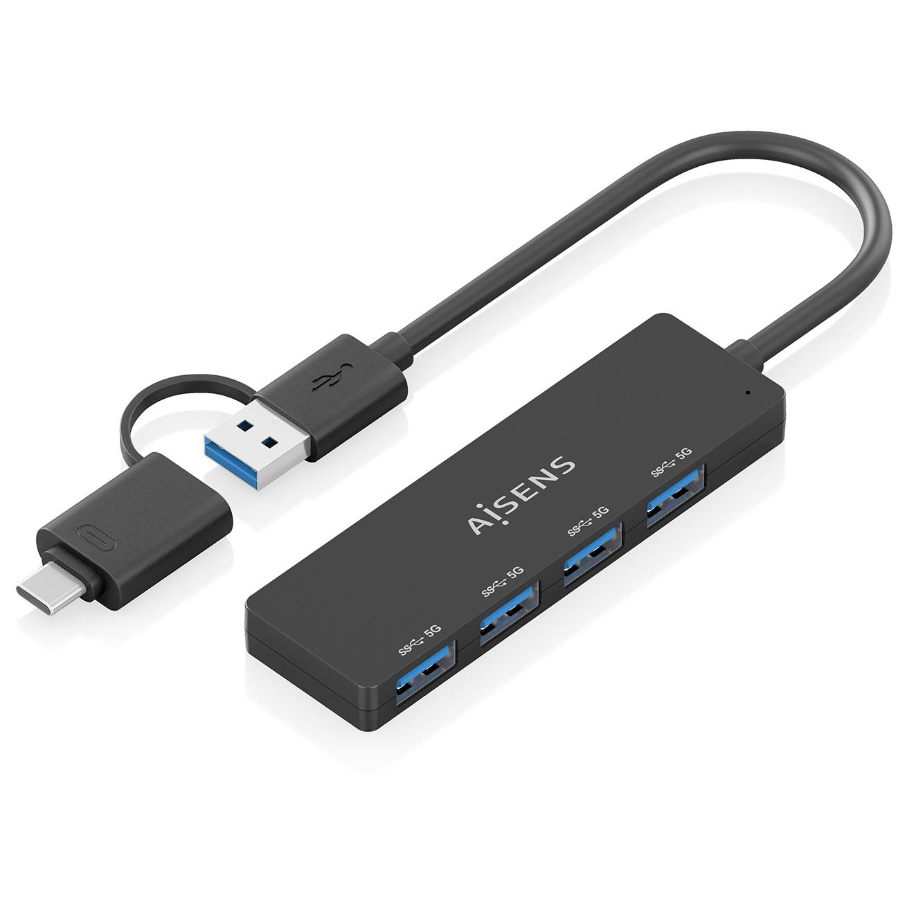 AISENS USB 3.2 Gen 1 (3.1 Gen 1) Type-A + Type-C Docking Station, Black