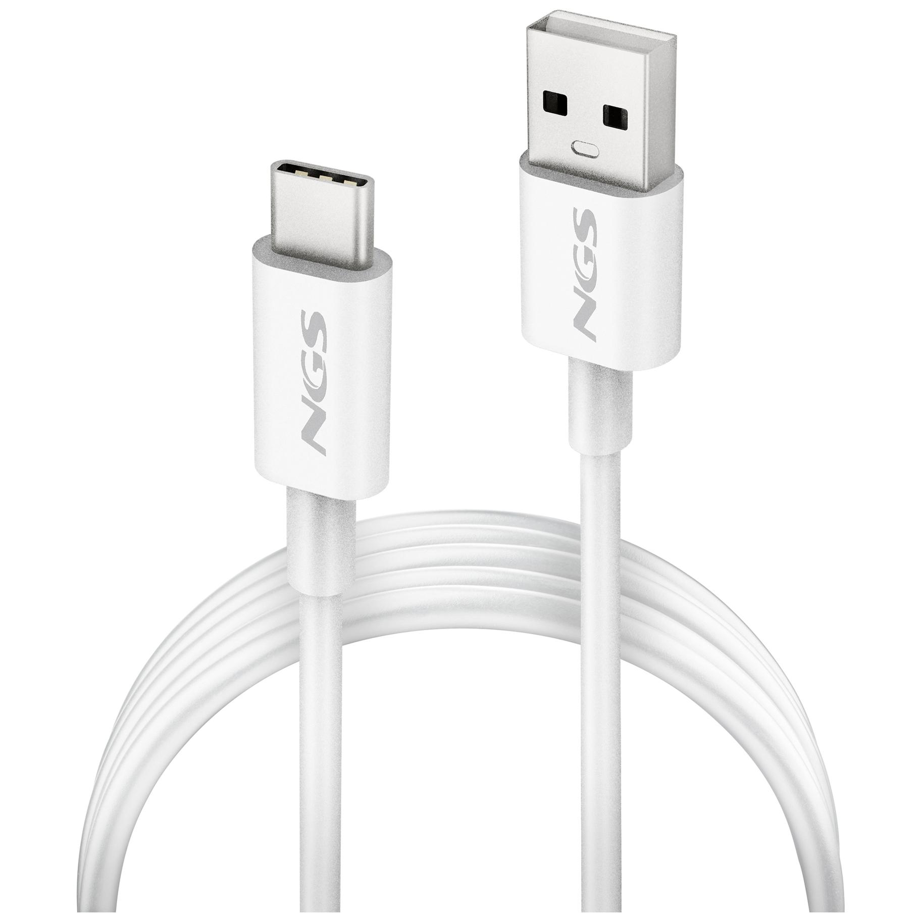 NGS ZYRO-AC USB 2.0 Cable, 1m, USB A to USB C, White