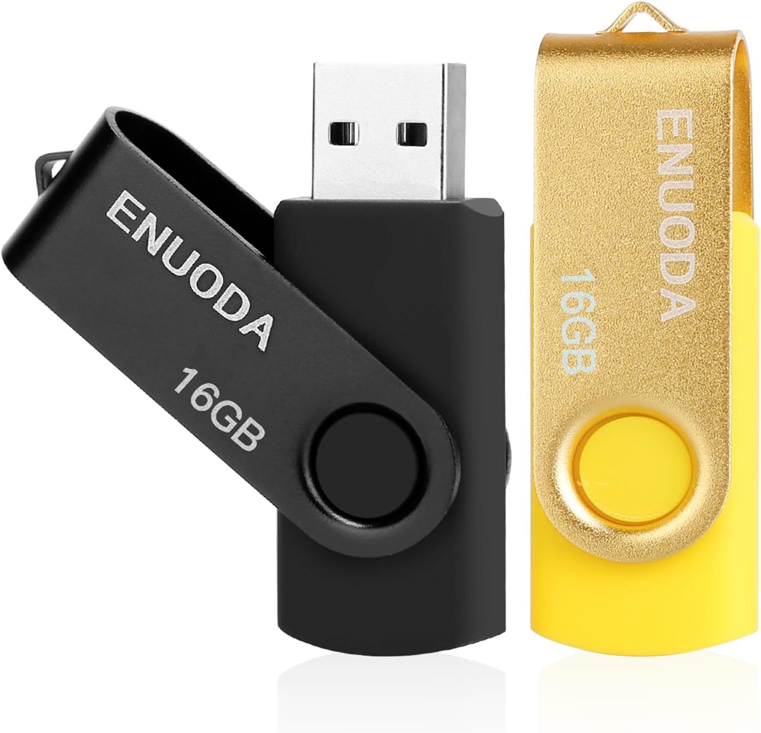 VBSUDGYDFG 2-Pack 16GB USB 2.0 Flash Drive with LED Light (Black Yellow)