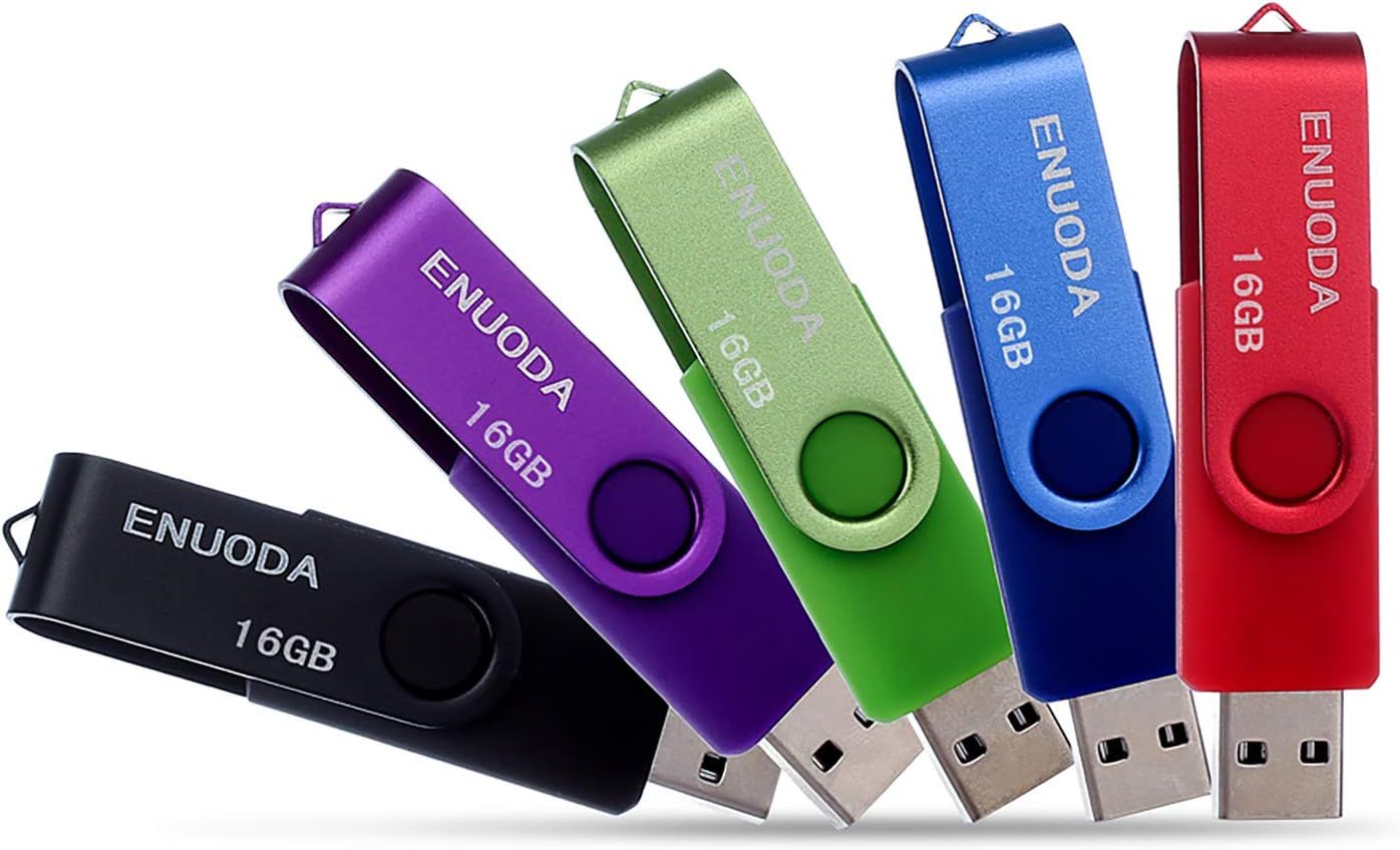 VBSUDGYDFG 16GB USB Flash Drive Set of 5 (Mixed Colors: Red, Green, Black, Blue, Violet)