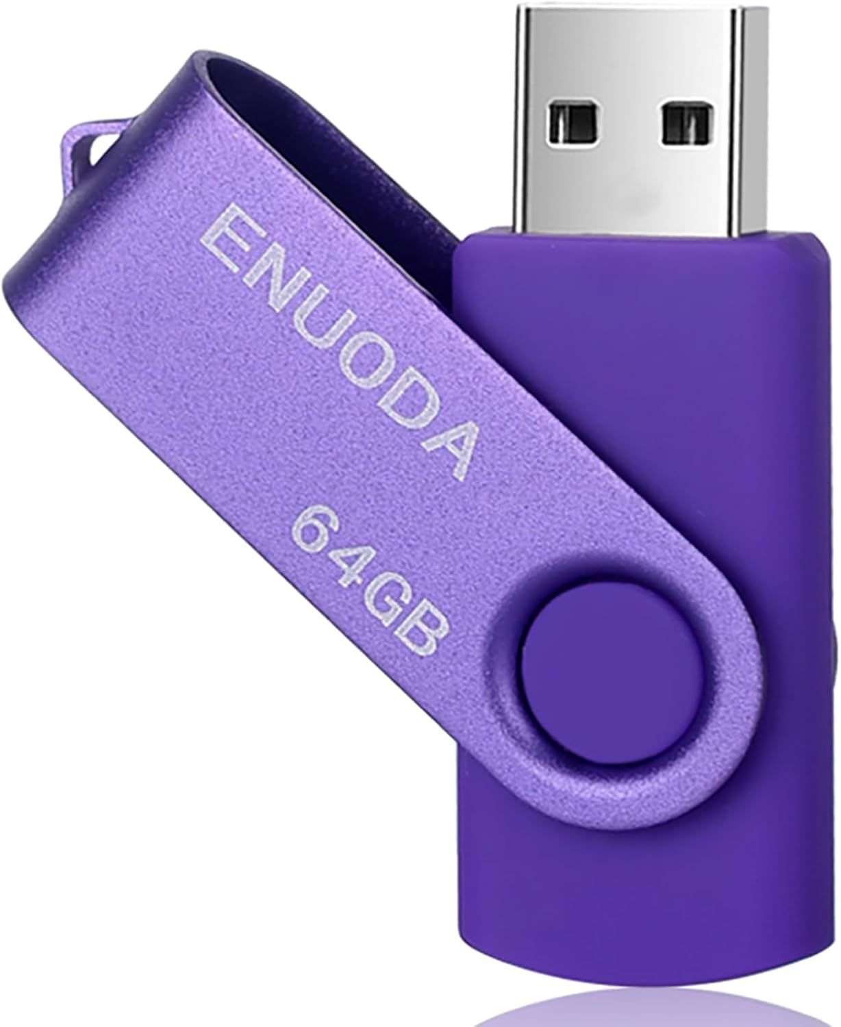 64GB USB Flash Drive 2.0 - Portable Mini with LED Light and Metal Swing Cap for Data Storage and Backup (Purple)