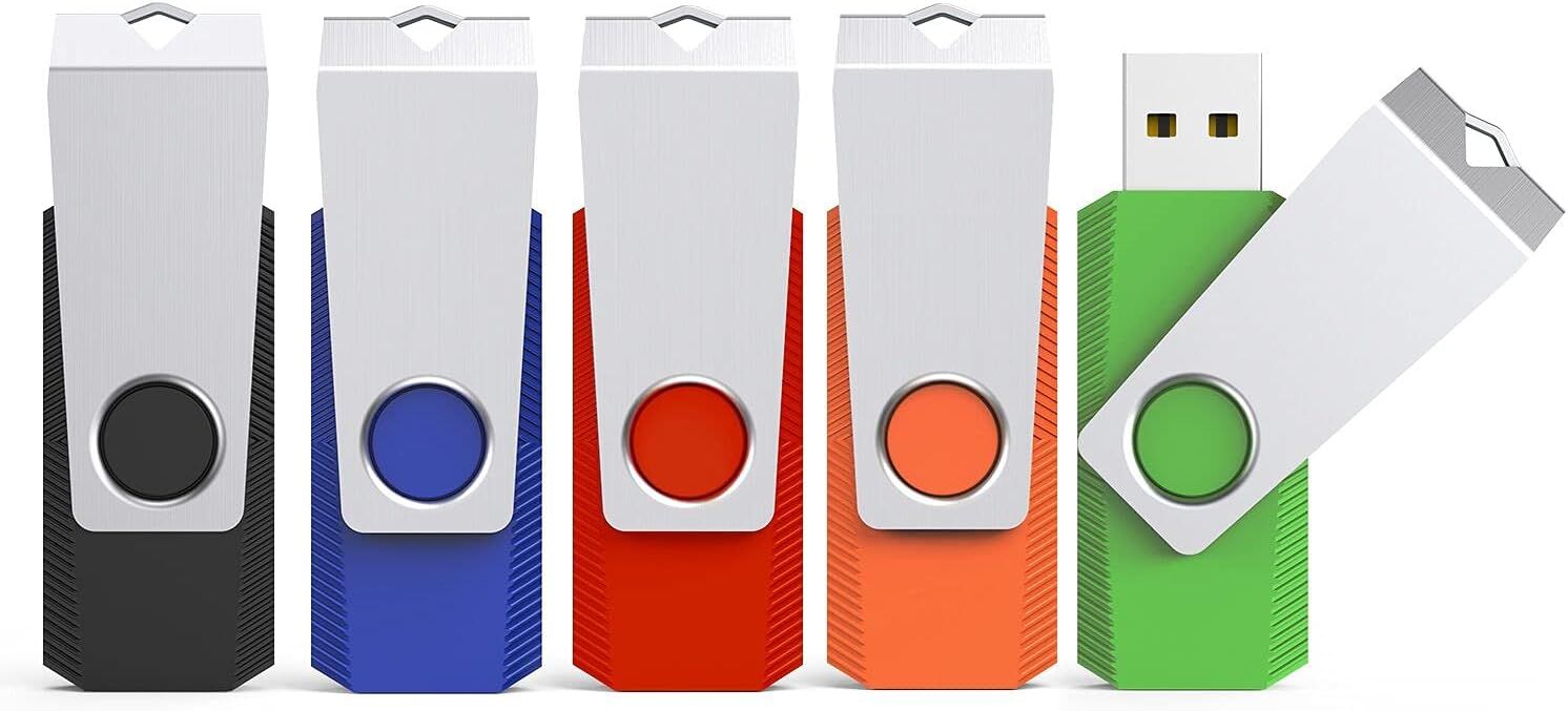 VBSUDGYDFG 32GB USB Flash Drive Lot of 5 - Black, Blue, Red, Green, Orange
