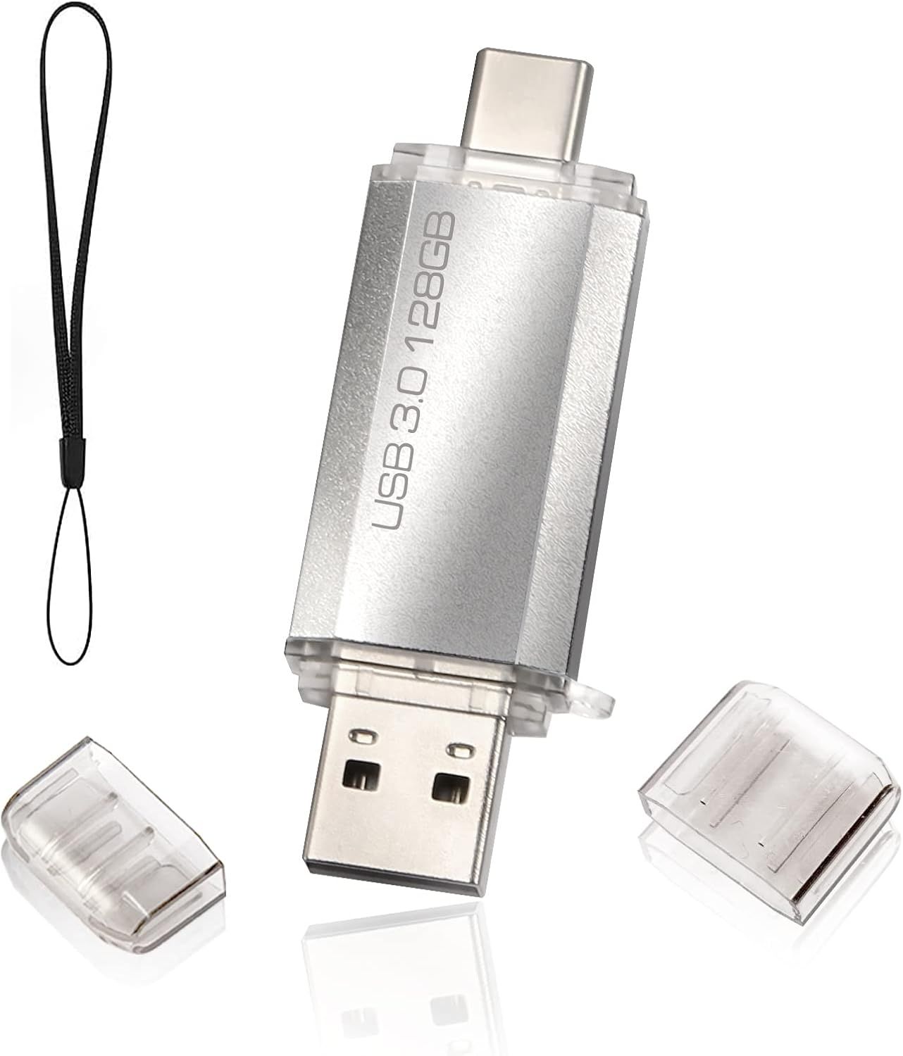 VBSUDGYDFG 128GB 3.0 2-in-1 USB Flash Drive with OTG Type-C