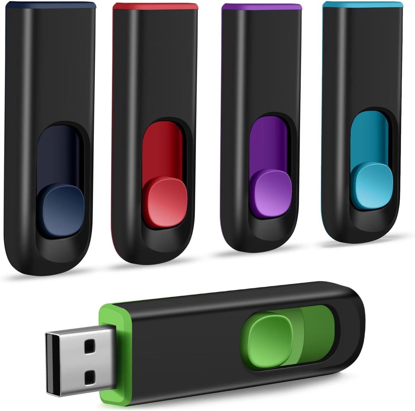 VBSUDGYDFG 2.0 USB Flash Drive 16GB (5-Pack) Retractable Memory Stick
