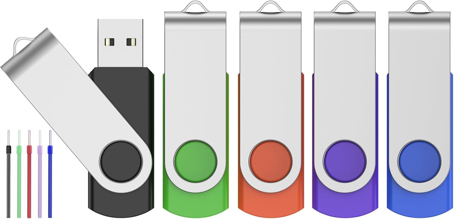 VBSUDGYDFG 1 Go USB Flash Drive Set of 5 with Rotating Design, Mixed Colors