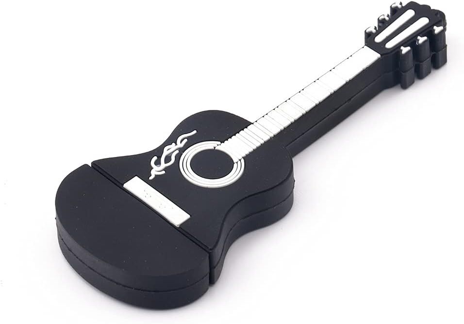VBSUDGYDFG 32GB USB 2.0 Flash Drive in Shape of Cute Cartoon Guitar for Data Storage (Black)