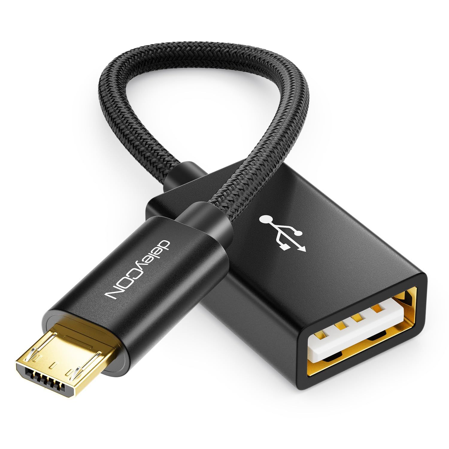 VBSUDGYDFG 10cm USB 2.0 OTG Adapter Cable with Metal Plug - Micro USB to USB A Female for Smartphone and Tablet