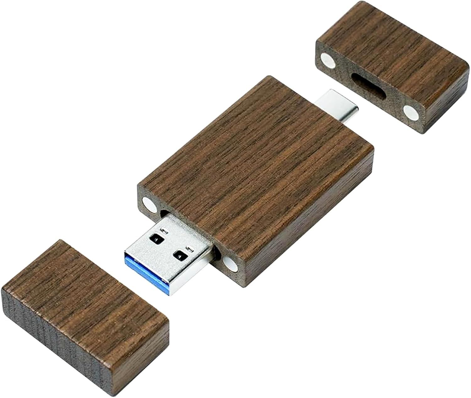 VBSUDGYDFG 32GB USB C & USB 3.0 2-in-1 Flash Drive, Wooden Design