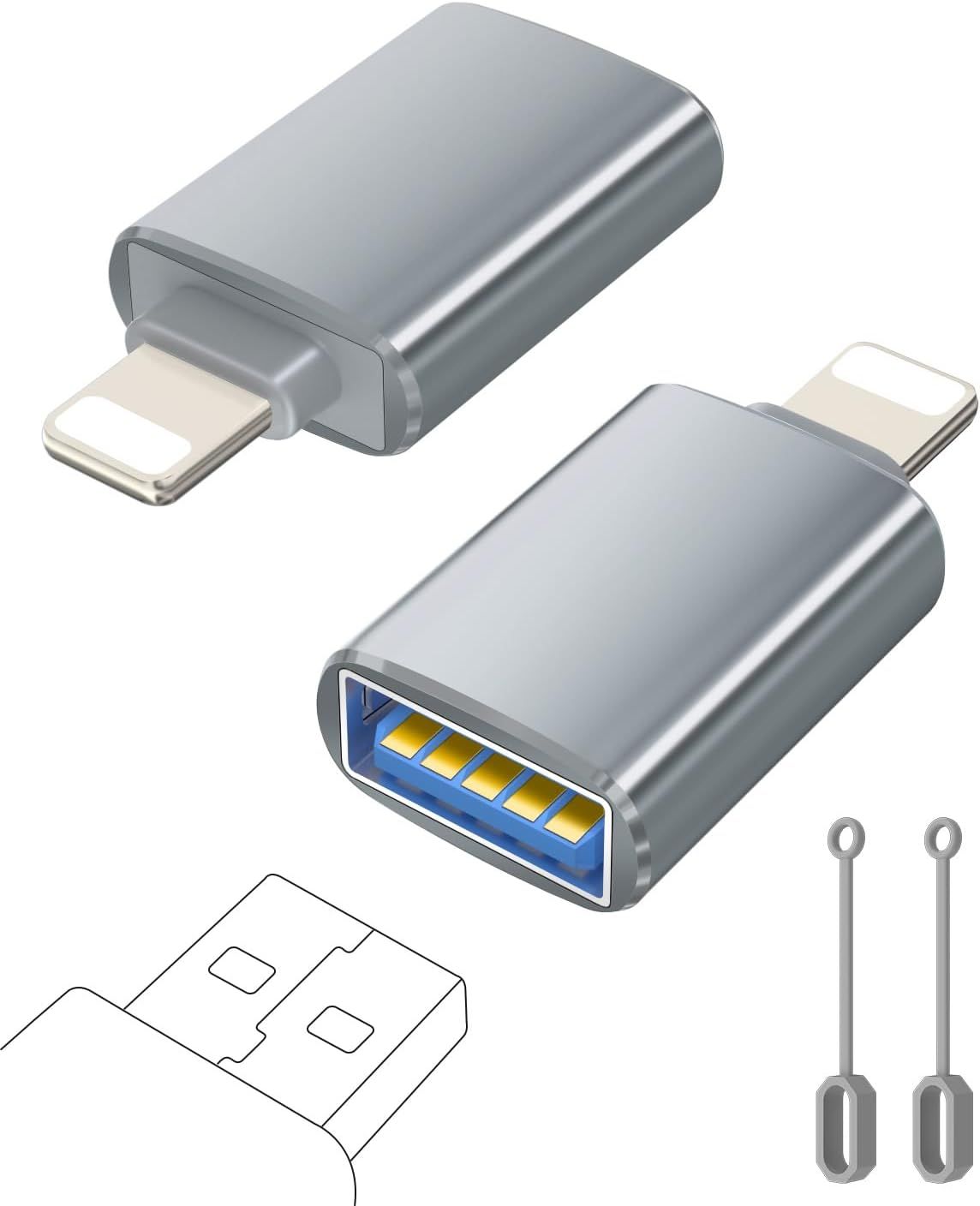 Lightning to USB Adapter, Male Lightning to Female USB for iPhone 14/13/12/11 Pro Max, OTG iPhone Adapter with USB Drive, Mouse, Keyboard, Hub, Digital Camera