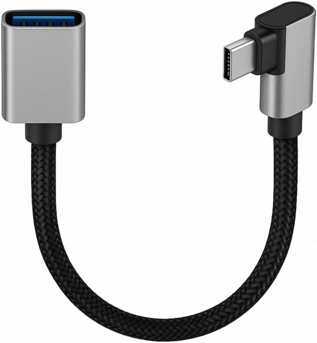 USB-C to USB 3.0 Adapter, 90 Degree Bent USB C Cable, OTG Adapter for US B C to USB-A, Fast Data Transfer, Compatible with Smartphones and Laptops