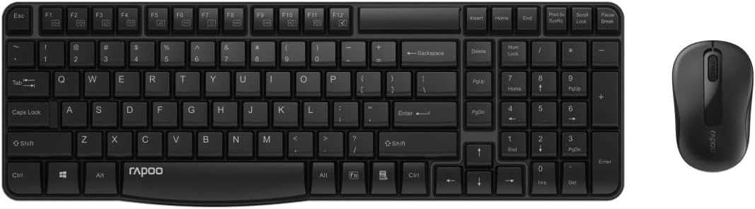 VUDSHGSYD X 1800s Wireless Keyboard and Mouse Set (2.4GHz, Nano USB Dongle, 12-Month Battery Life, Optical Mouse 1000DPI, AZERTY FR Keyboard, Numerical Pad, for PC, Laptop) Black