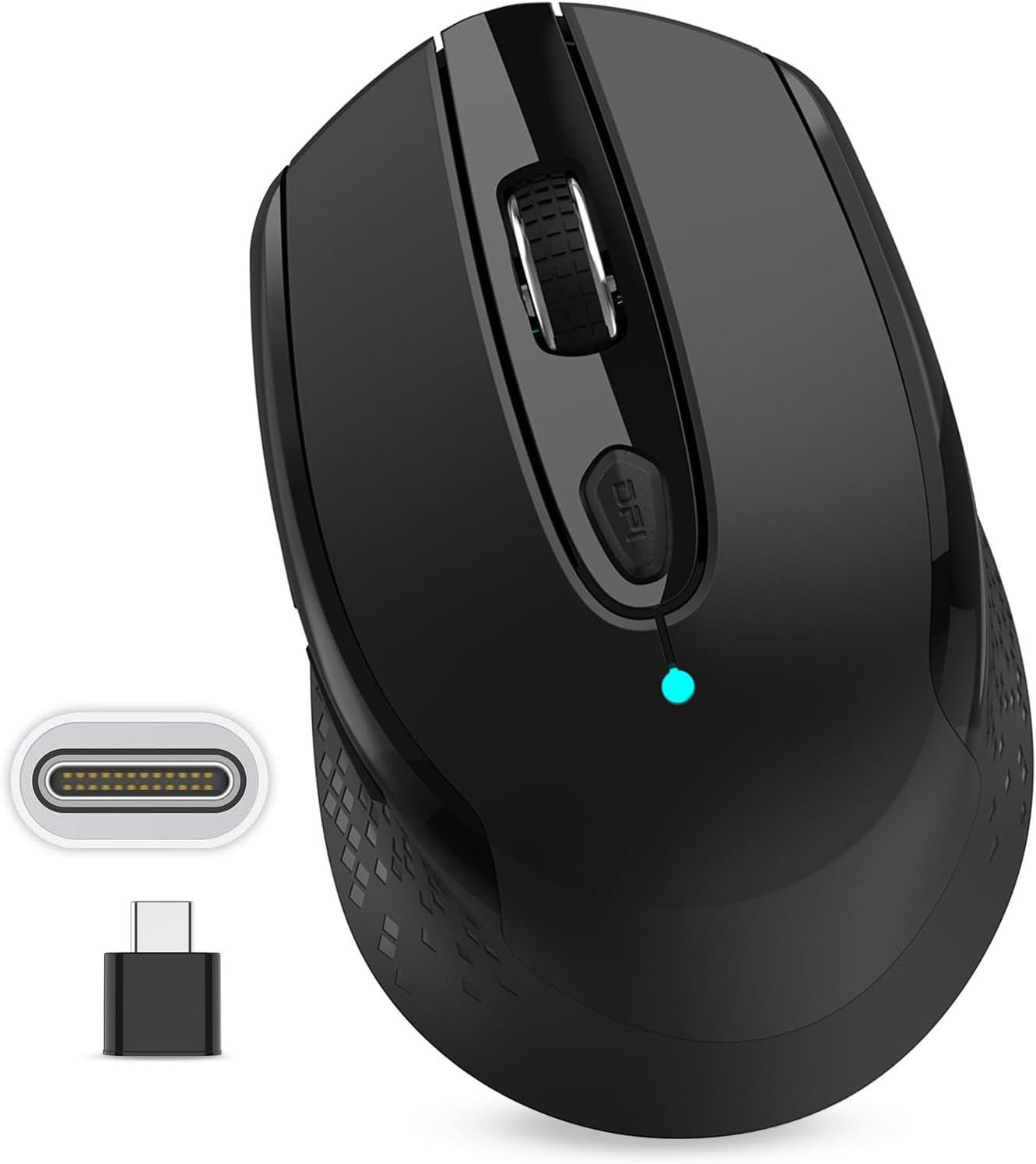VUDSHGSYD Wireless USB C Mouse, Ergonomic Silent 2.4GHz Mouse with Type-C Receiver, 1600 DPI for MacBook Mac PC